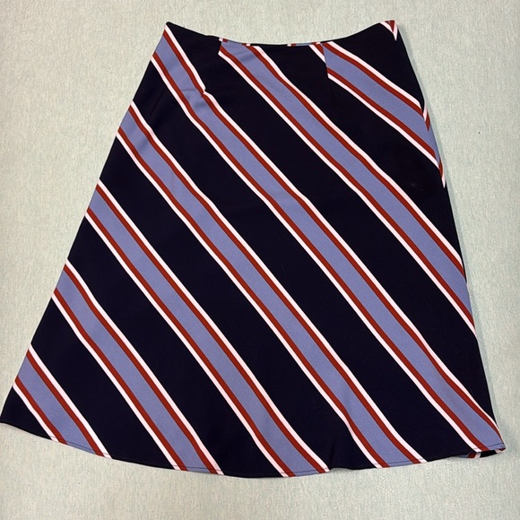 Ann Taylor size 6 lined red, white, and blue striped midi skirt - Picture 1 of 11